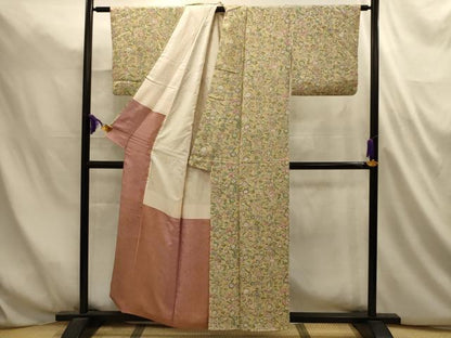 平和屋着物■上質な小紋　更紗花文　正絹　逸品　AABL4805sx