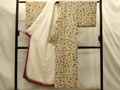 平和屋着物■上質な小紋　更紗花文　正絹　逸品　AABL4811sx