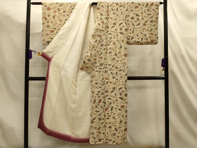平和屋着物■上質な小紋　更紗花文　正絹　逸品　AABL4811sx