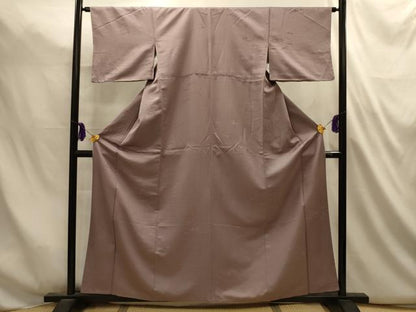 平和屋着物■上質な色無地　流水笹の葉地紋　胡桃染色　正絹　逸品　AABL4815sx