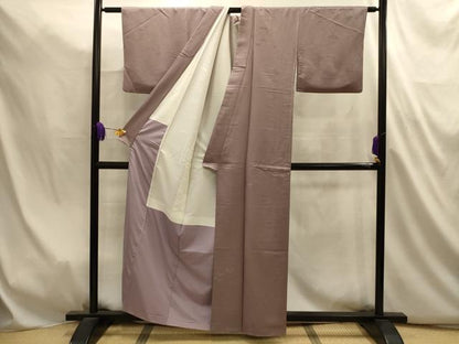 平和屋着物■上質な色無地　流水笹の葉地紋　胡桃染色　正絹　逸品　AABL4815sx
