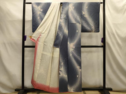平和屋着物■上質な小紋　流水花文　暈し染め　正絹　逸品　AABL4816sx