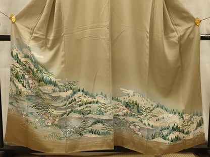 平和屋着物■豪華色留袖　友禅　風景文　暈し染め　正絹　逸品　AABL4817sx
