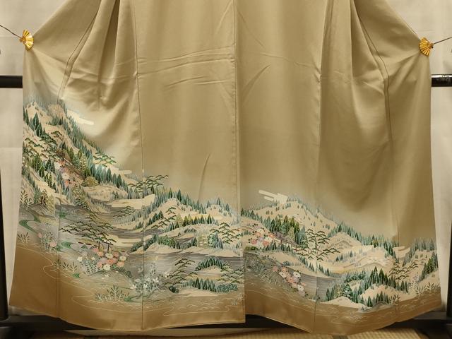 平和屋着物■豪華色留袖　友禅　風景文　暈し染め　正絹　逸品　AABL4817sx
