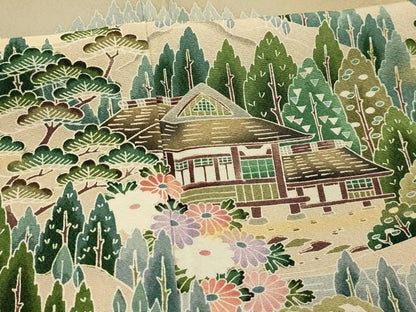 平和屋着物■豪華色留袖　友禅　風景文　暈し染め　正絹　逸品　AABL4817sx