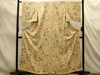 平和屋着物■上質な小紋　地紙花文　金彩　正絹　逸品　AABL4818sx
