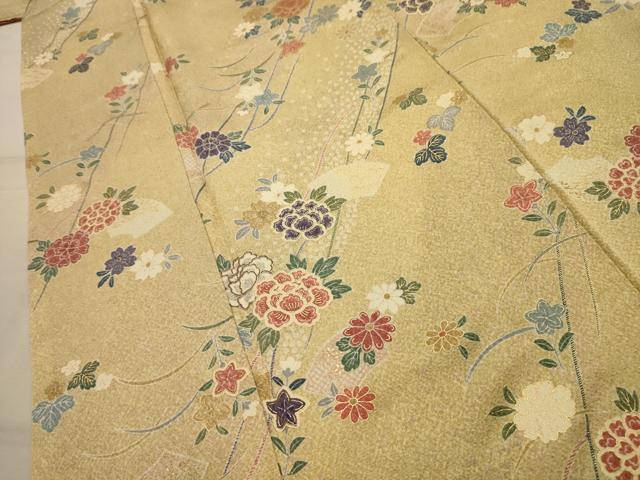 平和屋着物■上質な小紋　地紙花文　金彩　正絹　逸品　AABL4818sx