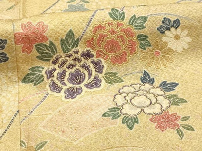 平和屋着物■上質な小紋　地紙花文　金彩　正絹　逸品　AABL4818sx