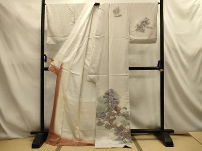平和屋着物■訪問着　風景文　暈し染め　ロング丈　正絹　逸品　AABL4823sx