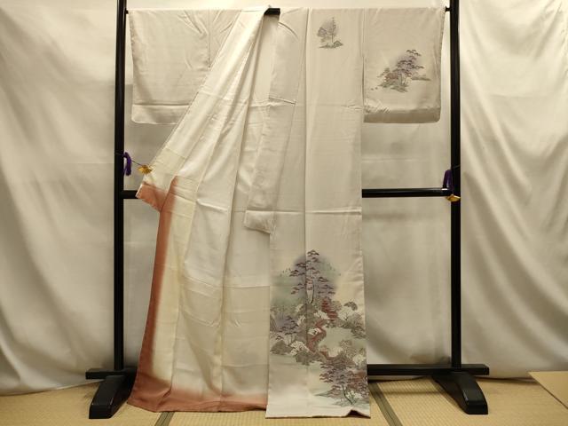 平和屋着物■訪問着　風景文　暈し染め　ロング丈　正絹　逸品　AABL4823sx