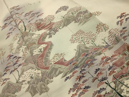平和屋着物■訪問着　風景文　暈し染め　ロング丈　正絹　逸品　AABL4823sx