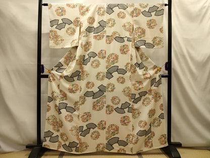 平和屋着物■上質な小紋　地紙花丸文　正絹　逸品　AABL4824sx