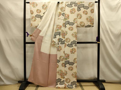 平和屋着物■上質な小紋　地紙花丸文　正絹　逸品　AABL4824sx