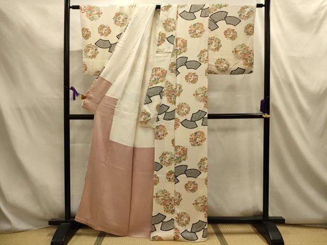 平和屋着物■上質な小紋　地紙花丸文　正絹　逸品　AABL4824sx