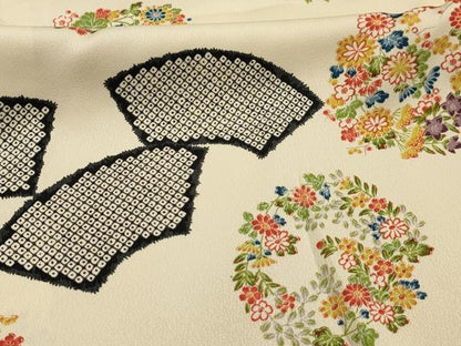 平和屋着物■上質な小紋　地紙花丸文　正絹　逸品　AABL4824sx