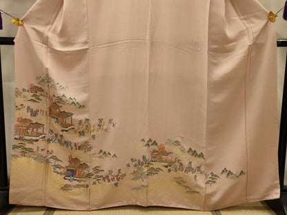 平和屋着物■色留訪問着　人物風景文　山車　寿光織　やまと誂製　正絹　逸品　AABL4827sx