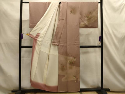 平和屋着物■訪問着　刺繍　霞草花文　暈し染め　正絹　逸品　AABL4828sx