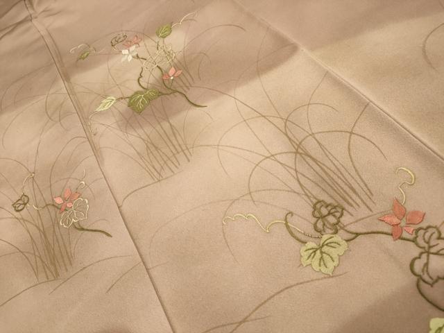 平和屋着物■訪問着　刺繍　霞草花文　暈し染め　正絹　逸品　AABL4828sx