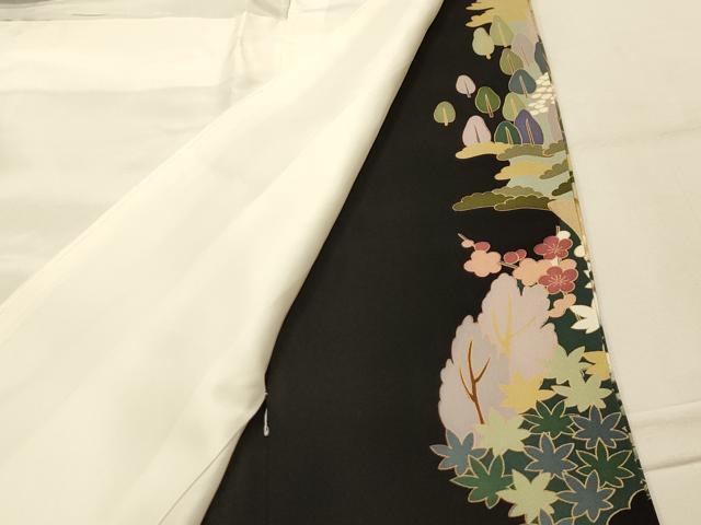 平和屋着物■豪華黒留袖　友禅　作家物　風景文　正絹　逸品　AABL4830sx