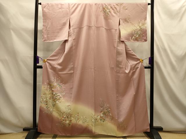 平和屋着物■訪問着　流水扇面花文　暈し染め　金彩　正絹　逸品　AABL4864sx