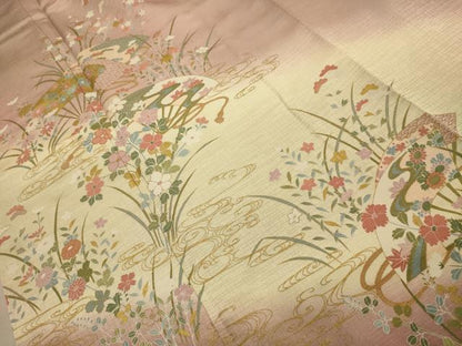 平和屋着物■訪問着　流水扇面花文　暈し染め　金彩　正絹　逸品　AABL4864sx