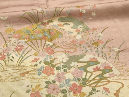 平和屋着物■訪問着　流水扇面花文　暈し染め　金彩　正絹　逸品　AABL4864sx