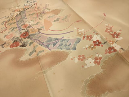 平和屋着物■訪問着　几帳花文　暈し染め　正絹　逸品　AABL4867sx