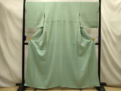 平和屋着物■上質な色無地　草花地紋　薄萌葱色　正絹　逸品　AABL4869sx
