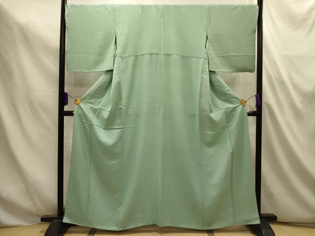 平和屋着物■上質な色無地　草花地紋　薄萌葱色　正絹　逸品　AABL4869sx