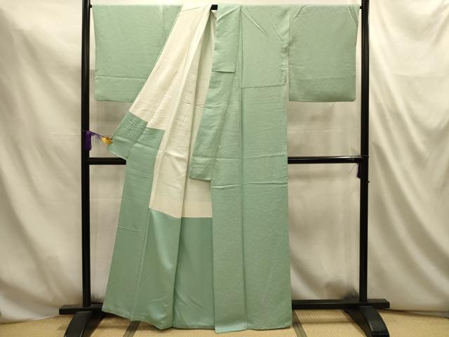 平和屋着物■上質な色無地　草花地紋　薄萌葱色　正絹　逸品　AABL4869sx