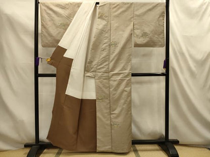 平和屋着物■上質な紬　幾何学文様　正絹　逸品　AABL4870sx