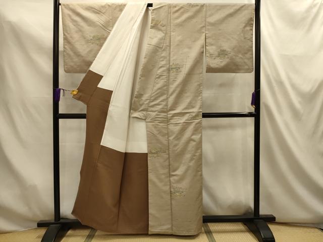 平和屋着物■上質な紬　幾何学文様　正絹　逸品　AABL4870sx
