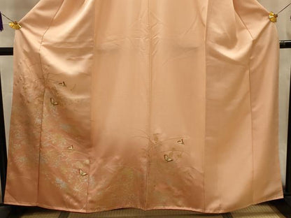 平和屋着物■訪問着　刺繍　花蝶文　暈し染め　金糸　金銀彩　正絹　逸品　AABL4877sx