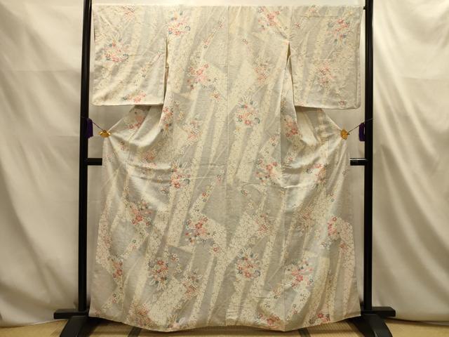 平和屋着物■上質な小紋　絞り　草花文　正絹　逸品　AABL4882sx