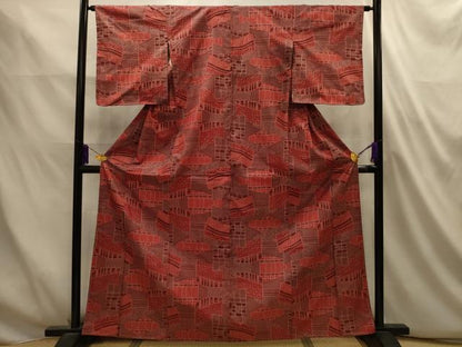 平和屋着物■本場大島紬　7マルキ　幾何学文様　正絹　逸品　AABL4884sx