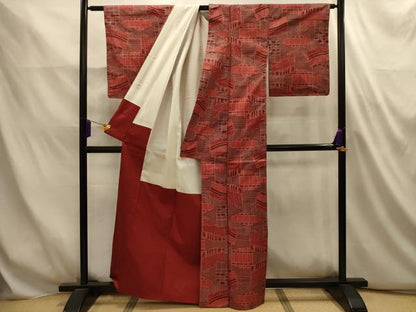 平和屋着物■本場大島紬　7マルキ　幾何学文様　正絹　逸品　AABL4884sx