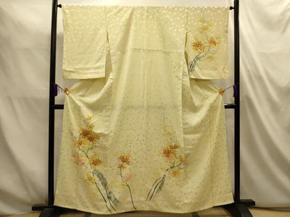 平和屋着物■訪問着　手描き　枝花文　銀彩　正絹　逸品　AABL4889sx