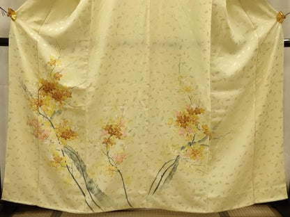 平和屋着物■訪問着　手描き　枝花文　銀彩　正絹　逸品　AABL4889sx