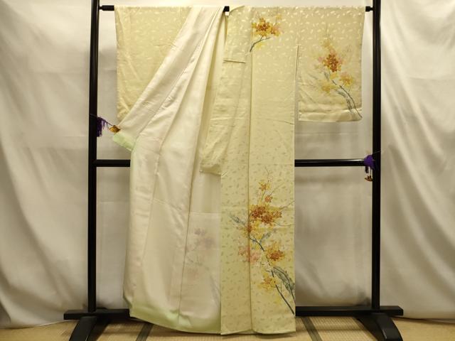 平和屋着物■訪問着　手描き　枝花文　銀彩　正絹　逸品　AABL4889sx