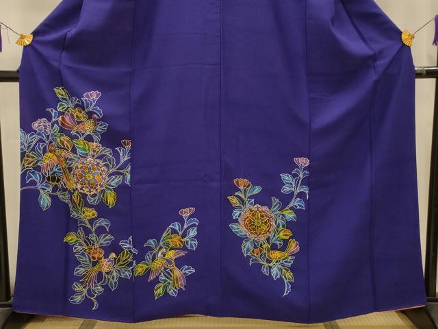 平和屋着物■訪問着　刺繍　更紗花鳥文　金糸　正絹　逸品　AABL4890sx