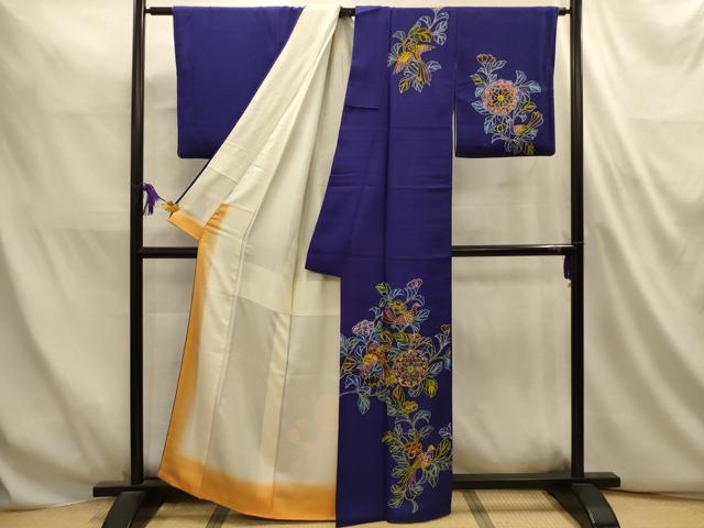 平和屋着物■訪問着　刺繍　更紗花鳥文　金糸　正絹　逸品　AABL4890sx