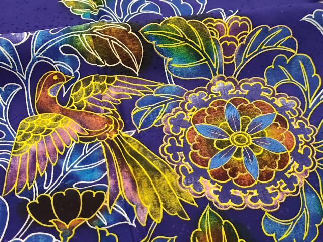 平和屋着物■訪問着　刺繍　更紗花鳥文　金糸　正絹　逸品　AABL4890sx
