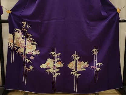 平和屋着物■訪問着　笹竹花文　金彩　正絹　逸品　AABL4893sx