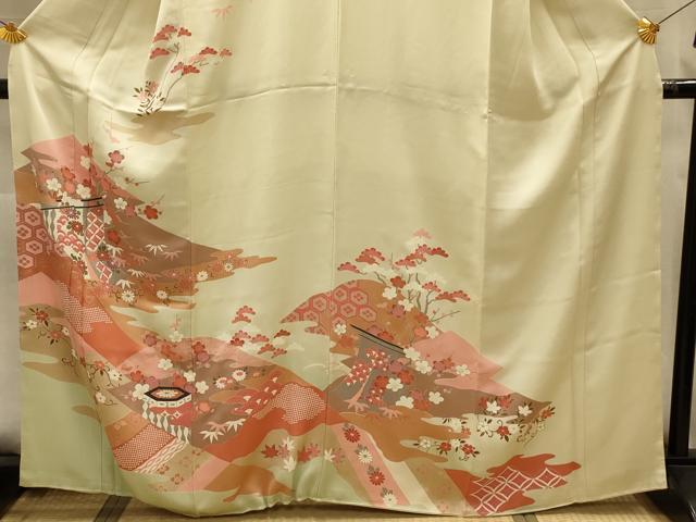 平和屋着物■訪問着　几帳吉祥草花文　金彩　正絹　逸品　AABL4894sx