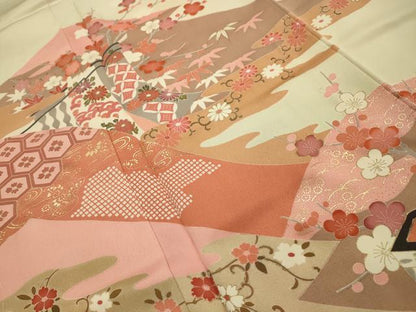 平和屋着物■訪問着　几帳吉祥草花文　金彩　正絹　逸品　AABL4894sx