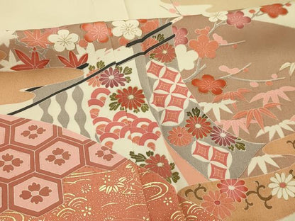 平和屋着物■訪問着　几帳吉祥草花文　金彩　正絹　逸品　AABL4894sx