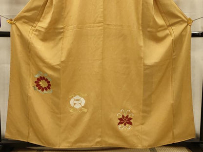 平和屋着物■江戸小紋　訪問着　刺繍　草花　鮫小紋柄　金糸　正絹　逸品　AABL4898sx