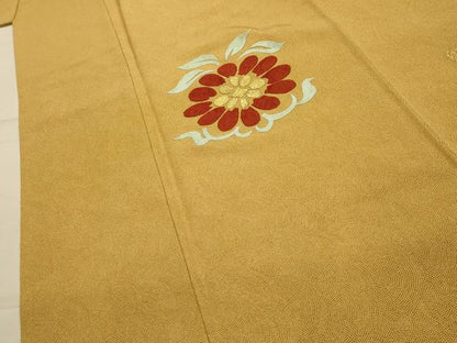 平和屋着物■江戸小紋　訪問着　刺繍　草花　鮫小紋柄　金糸　正絹　逸品　AABL4898sx