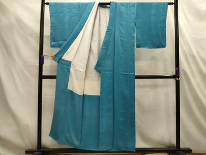 平和屋着物■上質な色無地　花間道地紋　花浅葱色　正絹　逸品　AABL4904sx
