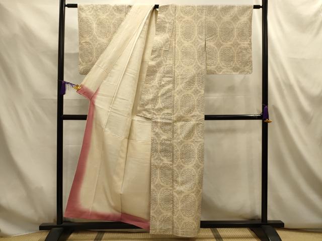 平和屋着物■上質な紬　正倉院花文　正絹　逸品　AABL4907sx